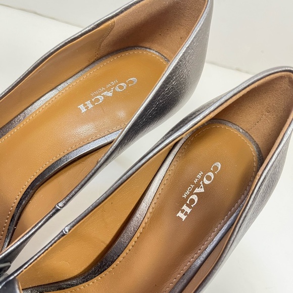 Coach Metallic Silver Leather Platform Loafers Size 6.5B - Picture 9 of 12